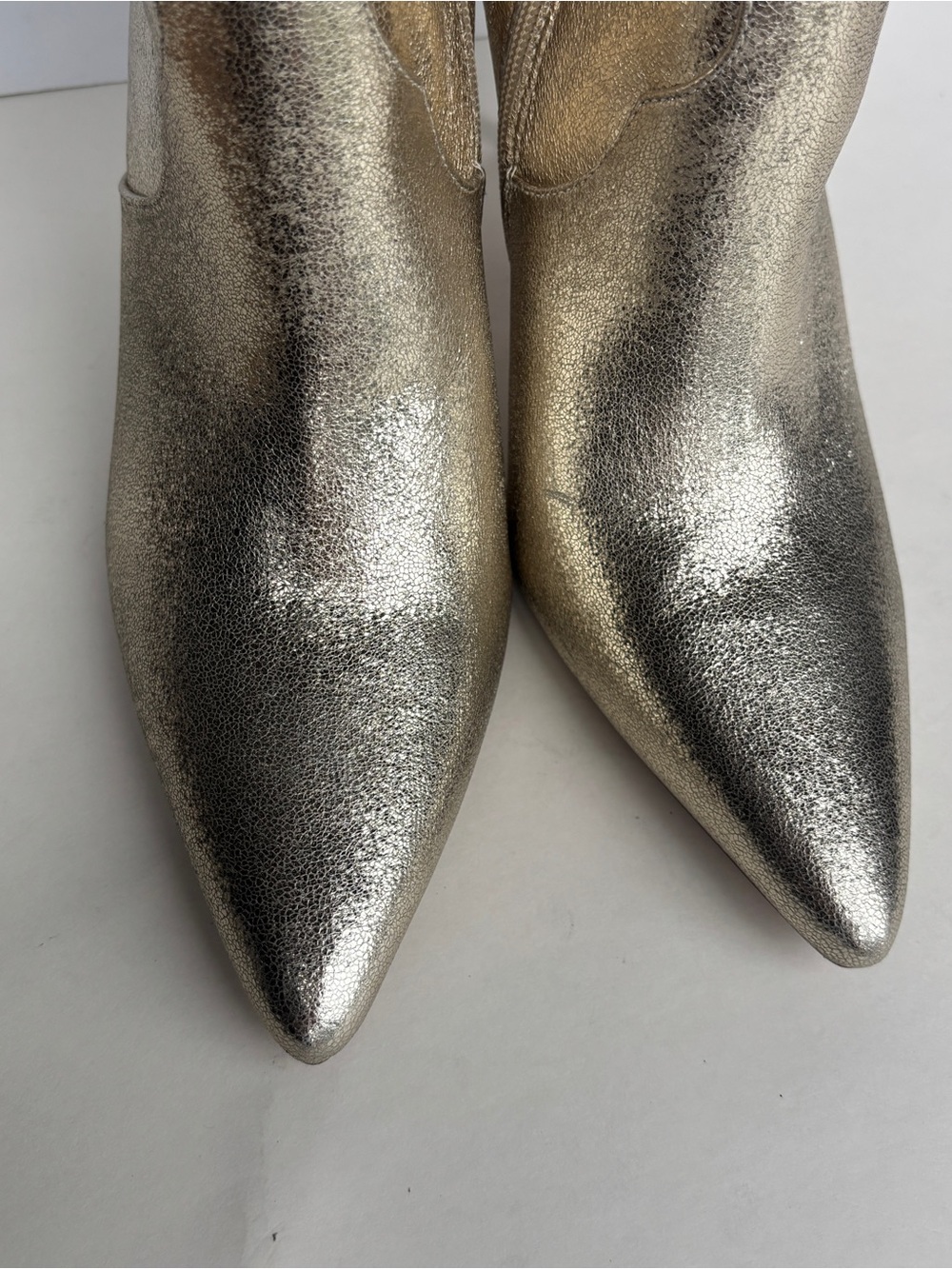 Express Metallic Gold Pointed-Toe Ankle Booties - Picture 3 of 13